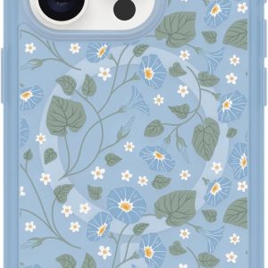 OtterBox Symmetry Series Clear Case for iPhone 15 – Dawn Floral (Blue)